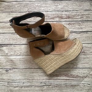 Brown Espadrille Wedge Sandals